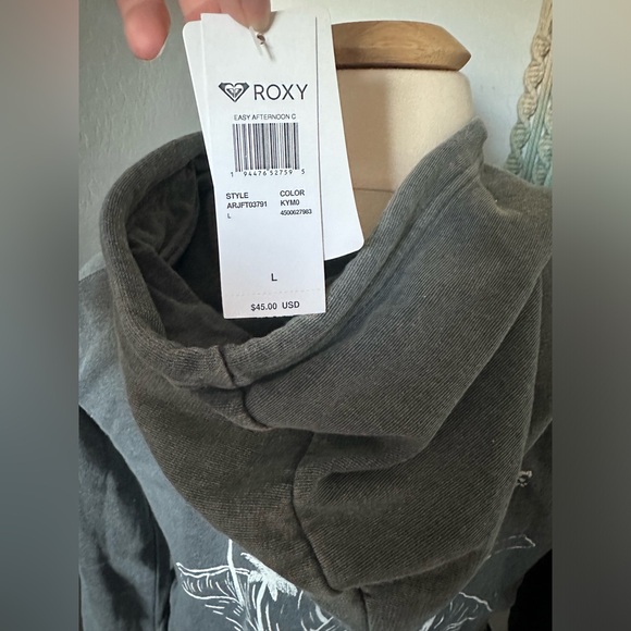 NWT Roxy women’s cropped hoodie washed gray size L - Picture 4 of 5